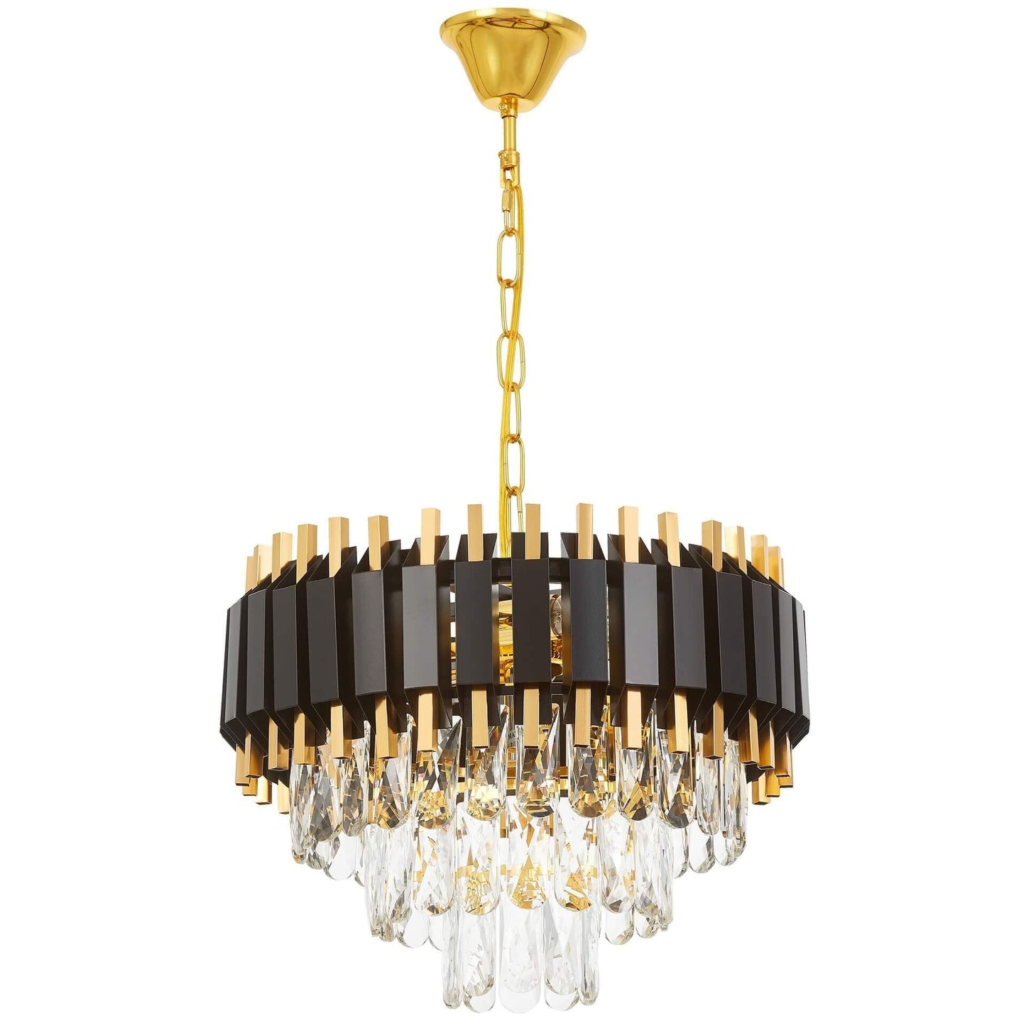 CLASSIC BLACK AND GOLD RIVO D40 CRYSTAL CHANDELIER - LuminaLux