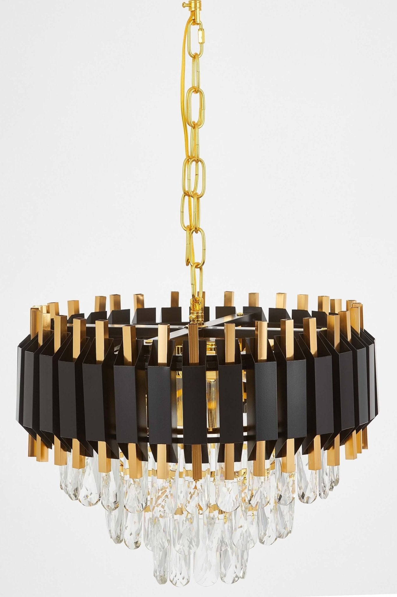CLASSIC BLACK AND GOLD RIVO D40 CRYSTAL CHANDELIER - LuminaLux