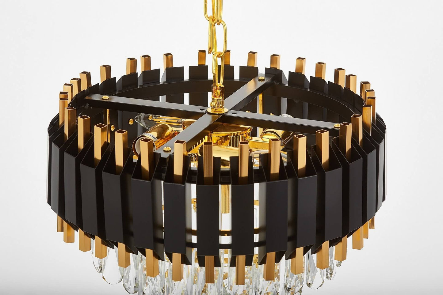 CLASSIC BLACK AND GOLD RIVO D40 CRYSTAL CHANDELIER - LuminaLux