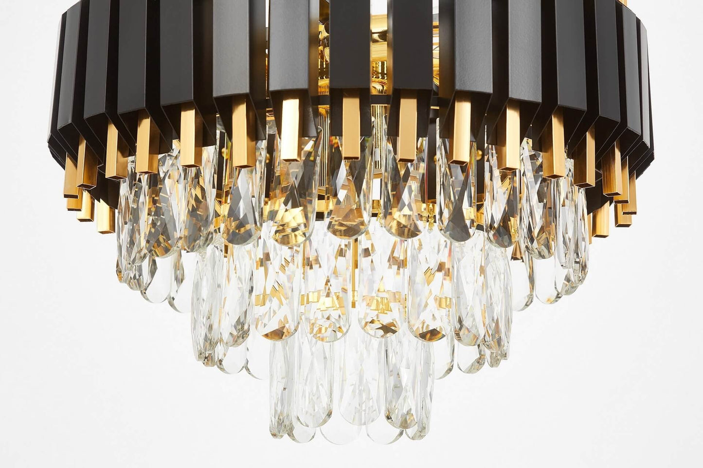 CLASSIC BLACK AND GOLD RIVO D40 CRYSTAL CHANDELIER - LuminaLux