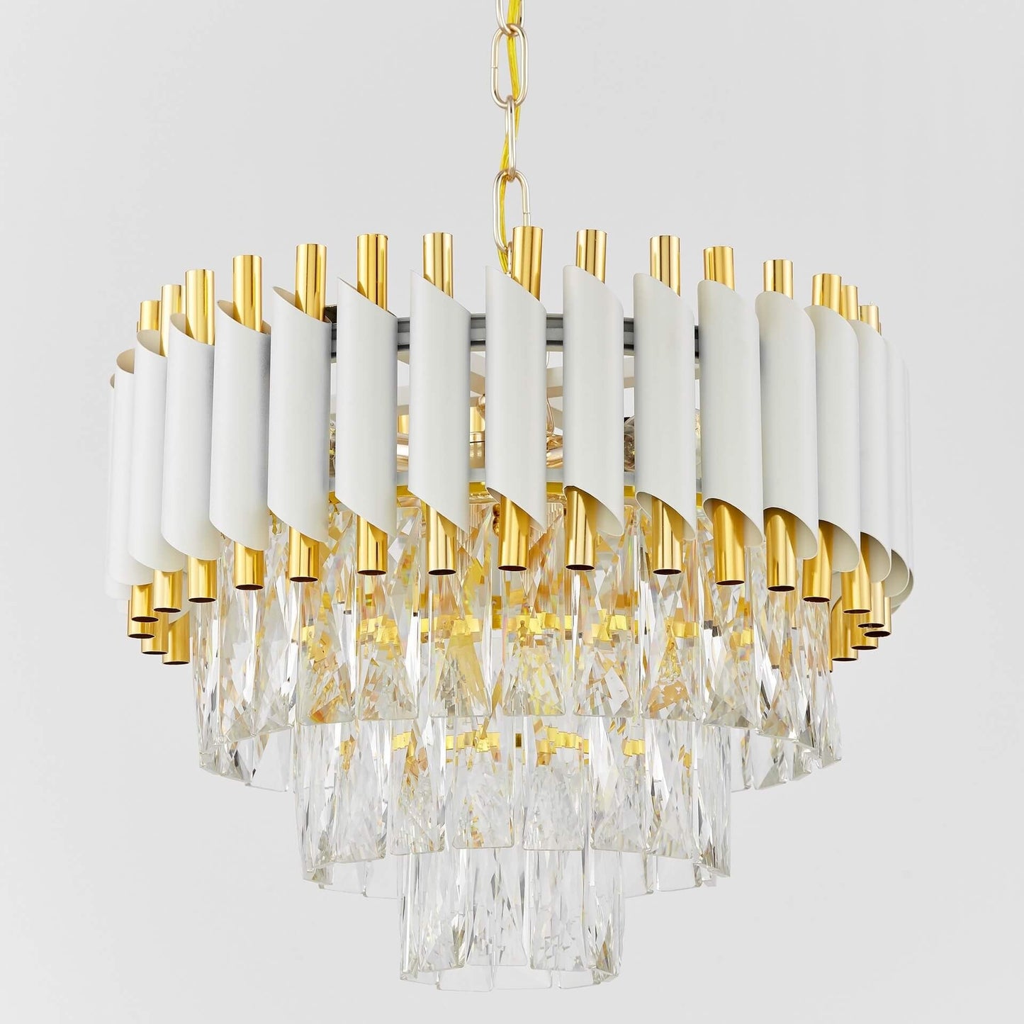 CLASSIC CRYSTAL CHANDELIER WHITE AND GOLD MAZINI D40 - LuminaLux