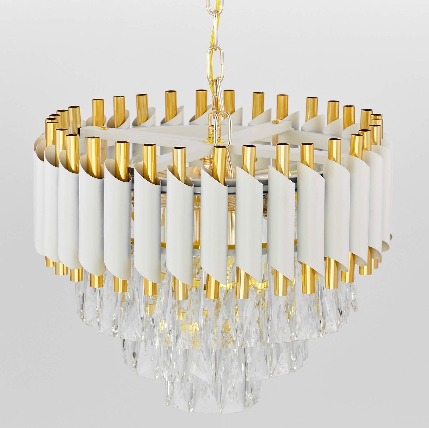 CLASSIC CRYSTAL CHANDELIER WHITE AND GOLD MAZINI D40 - LuminaLux
