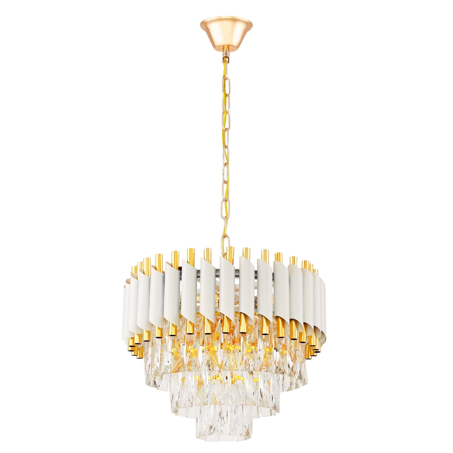 CLASSIC CRYSTAL CHANDELIER WHITE AND GOLD MAZINI D40 - LuminaLux
