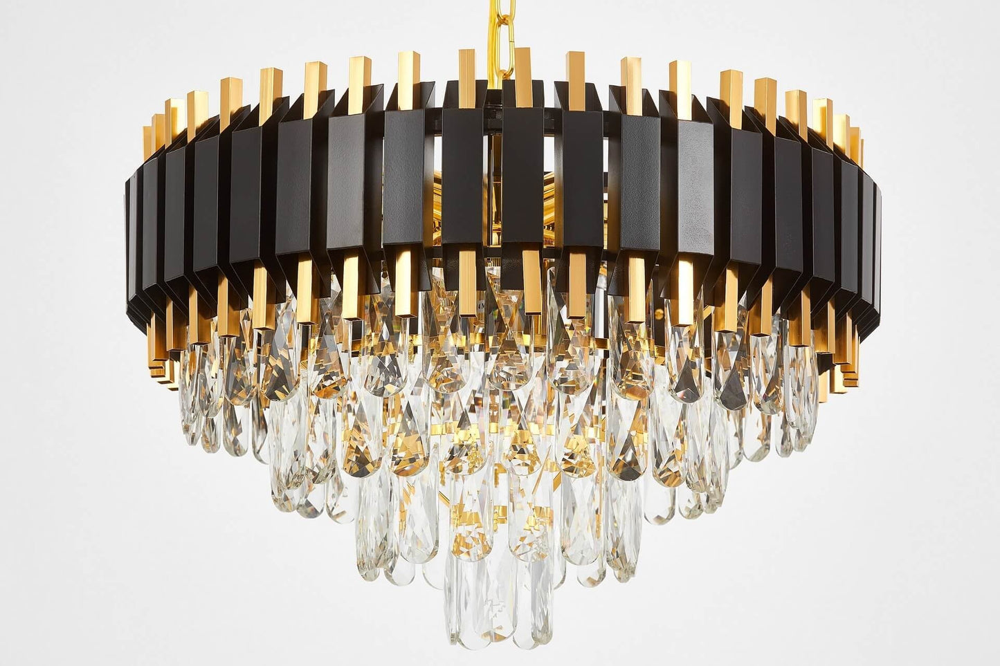 CLASSIC RIVO D50 BLACK AND GOLD CRYSTAL CHANDELIER - LuminaLux