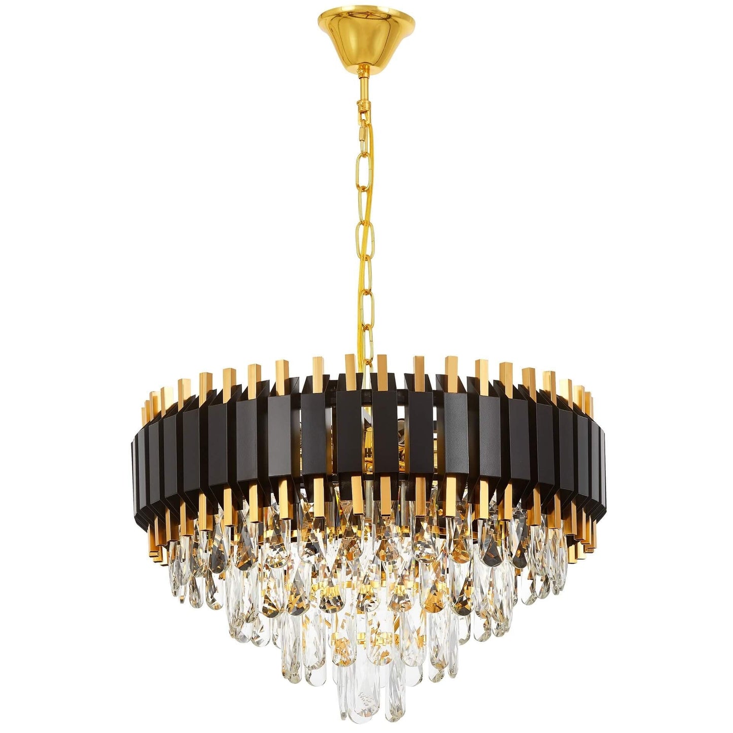 CLASSIC RIVO D50 BLACK AND GOLD CRYSTAL CHANDELIER - LuminaLux