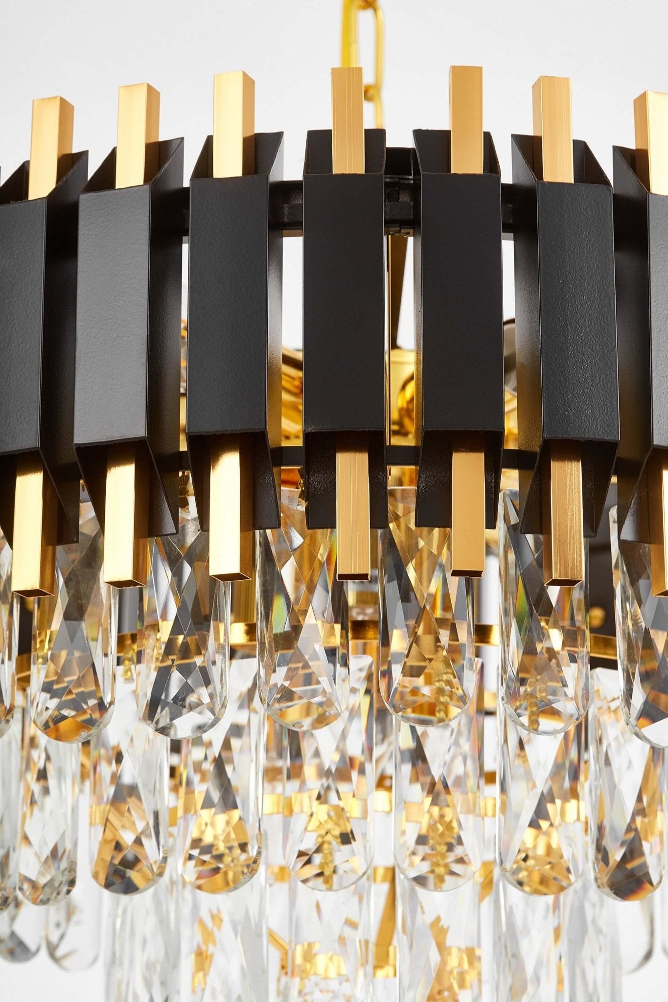 CLASSIC RIVO D50 BLACK AND GOLD CRYSTAL CHANDELIER - LuminaLux