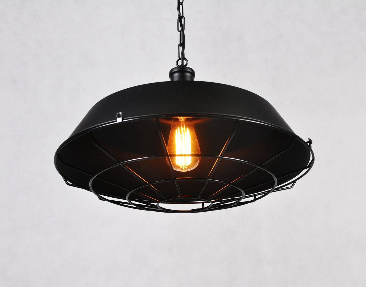 INDUSTRIAL LOFT PENDANT LAMP BLACK ARIGIO D45 - LuminaLux