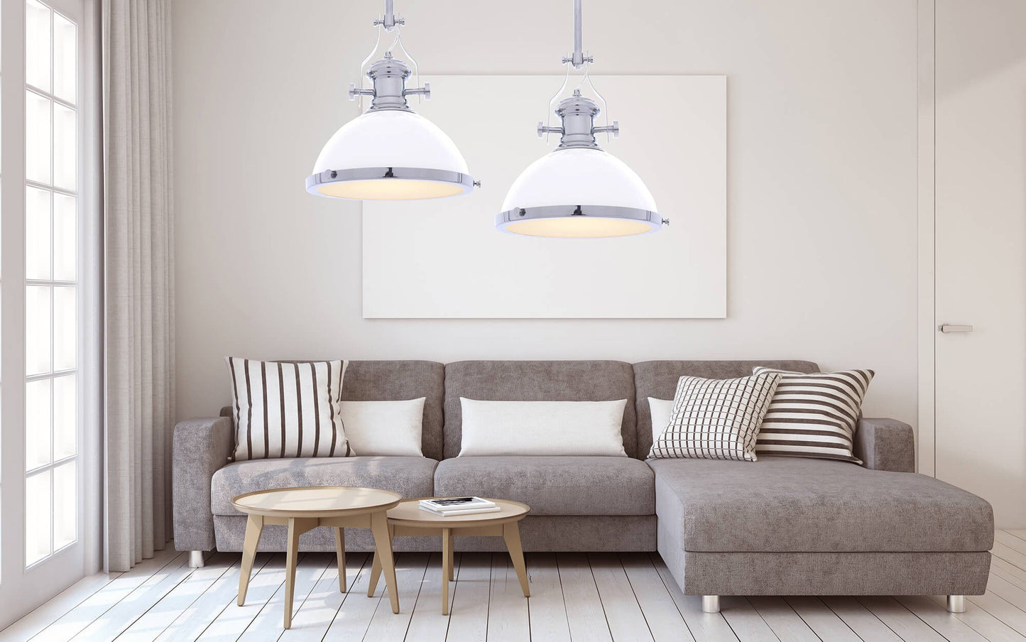 INDUSTRIAL LOFT PENDANT LAMP WHITE ETTORE - LuminaLux