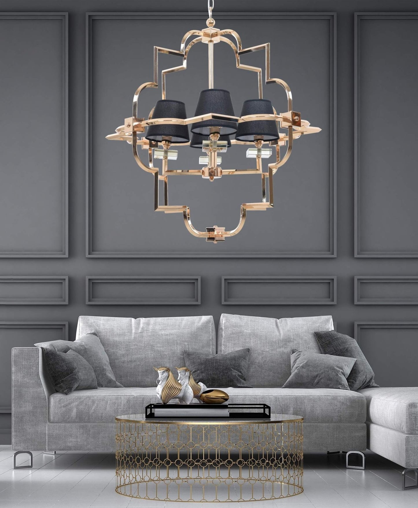 MODERN BLACK AND GOLD BALTIMORE PENDANT LAMP W4 - LuminaLux