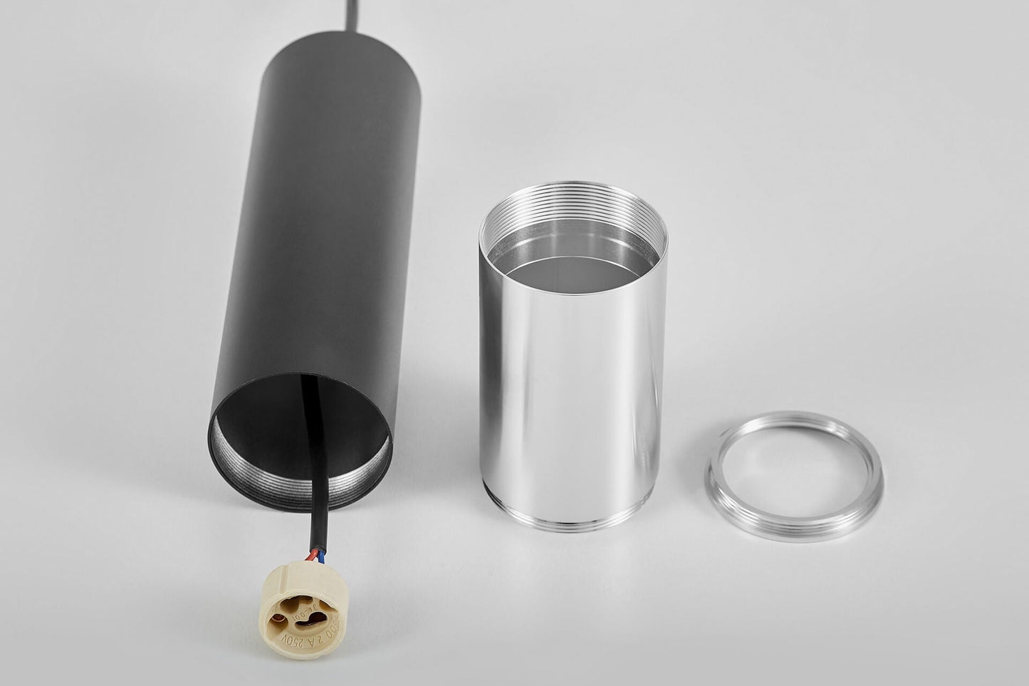 MODERN BLACK - CHROME TUBE PENDANT LAMP LINEO W1 - LuminaLux