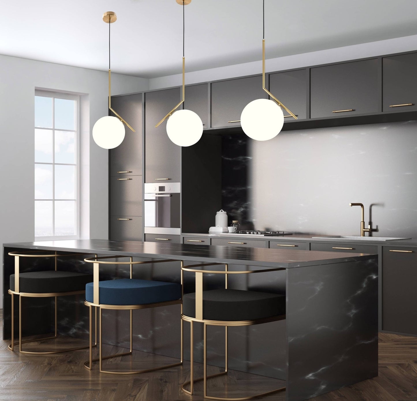 MODERN BRASS PENDANT LAMP SORENTO D15 - LuminaLux