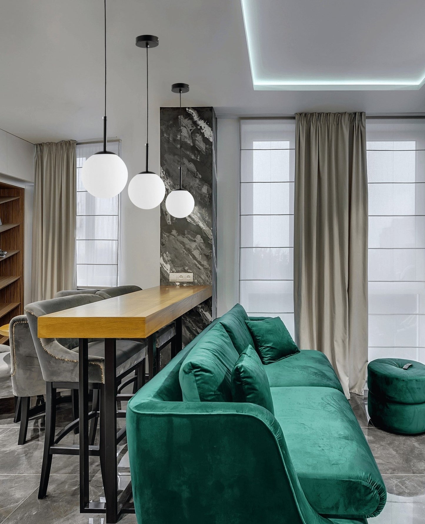 MODERN PENDANT LAMP BLACK FREDICA D15 - LuminaLux