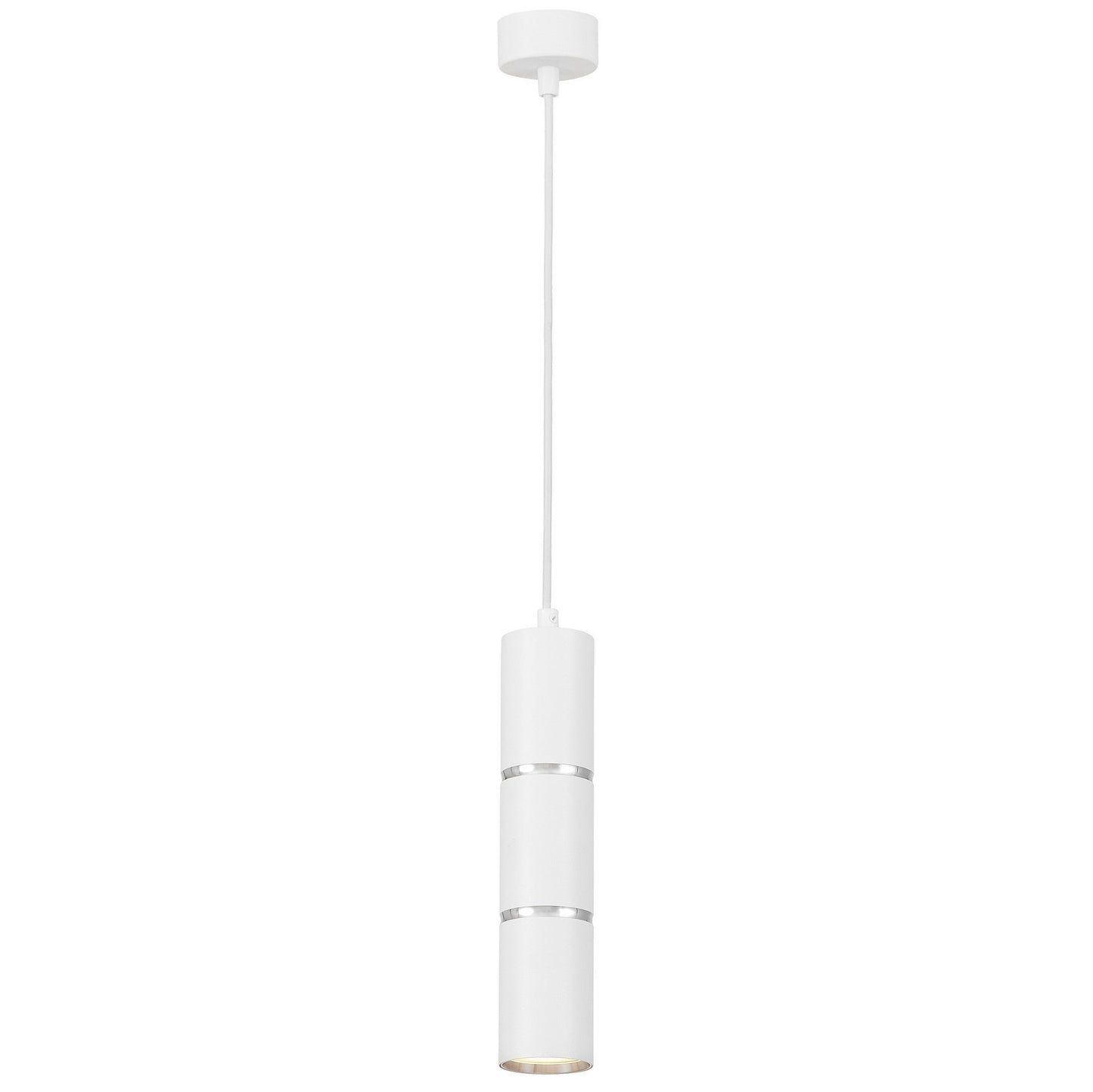 MODERN WHITE CHROME TUBE PENDANT LAMP ASTI W1 - LuminaLux