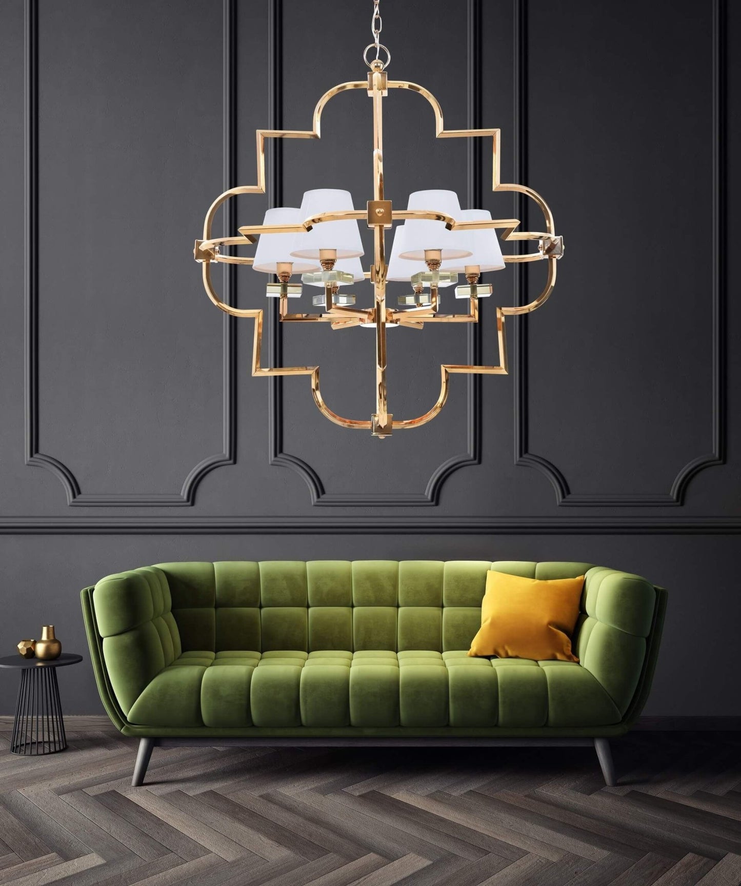 BALTIMORE W6 MODERN WHITE - GOLD PENDANT LAMP - LuminaLux