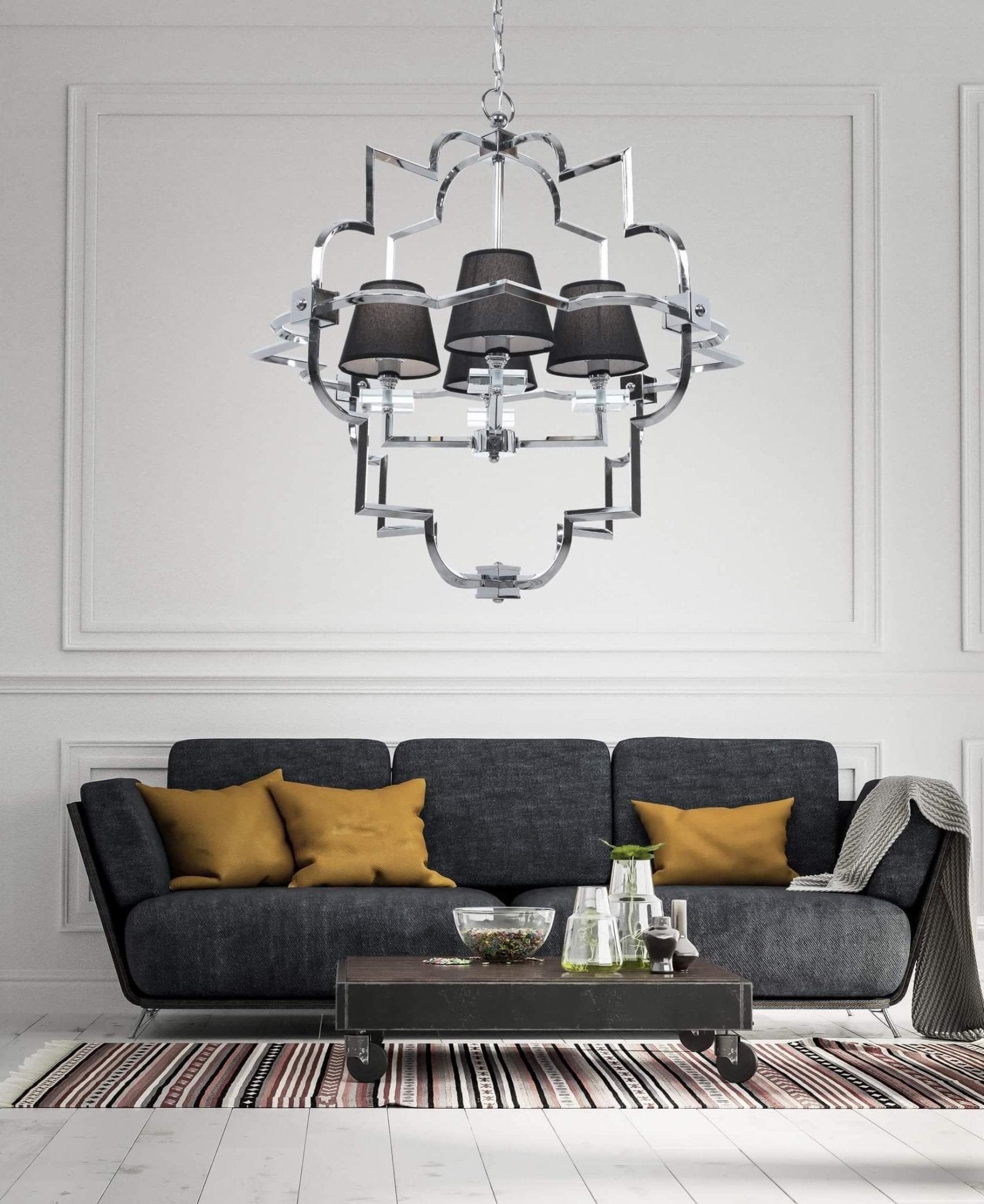 BLACK - CHROME MODERN PENDANT LAMP BALTIMORE W4 - LuminaLux