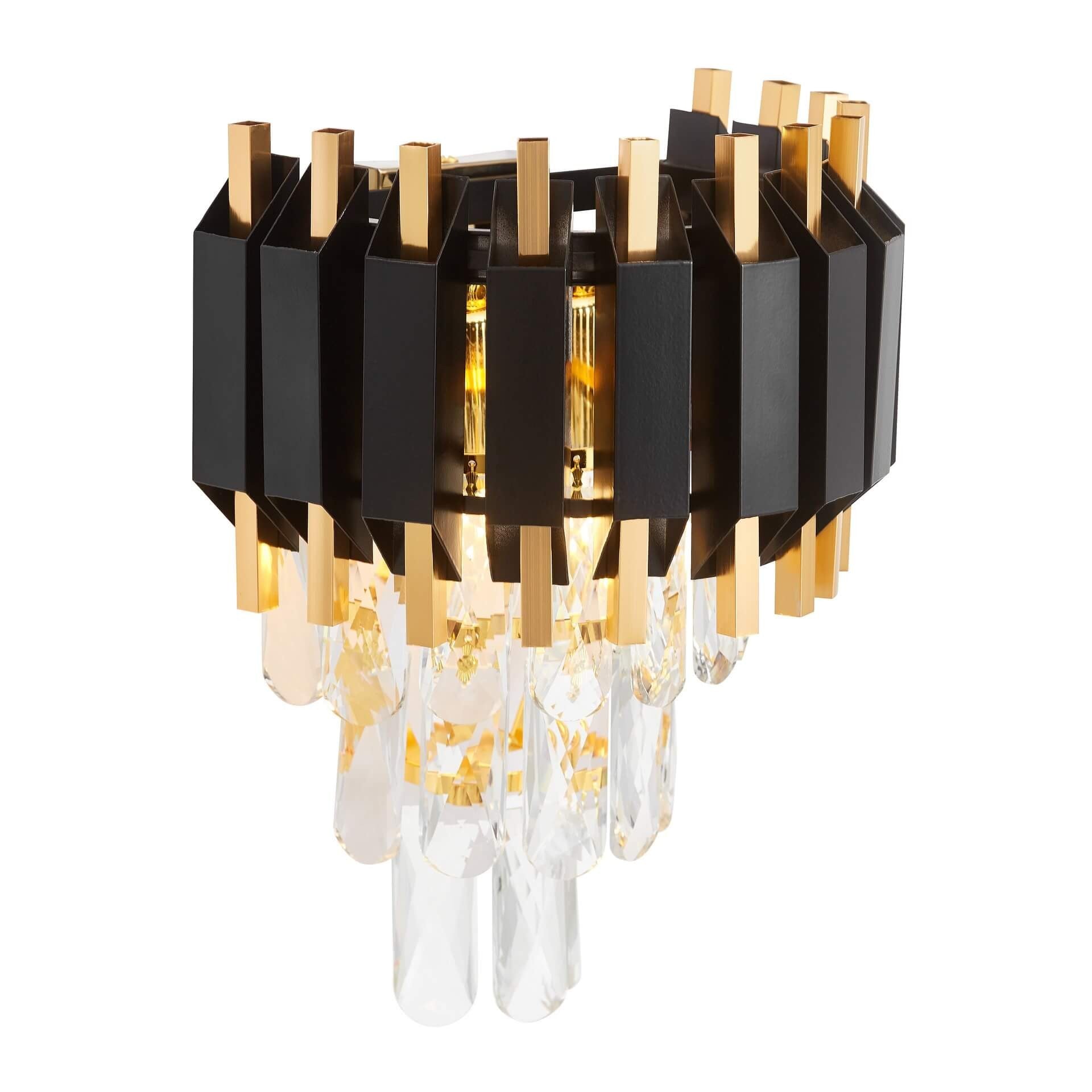 BLACK - GOLD CRYSTAL WALL LAMP RIVO W2 - LuminaLux