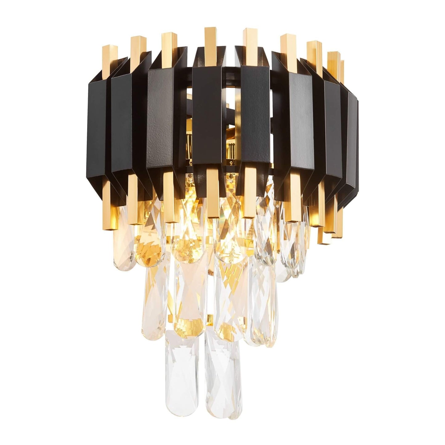 BLACK - GOLD CRYSTAL WALL LAMP RIVO W2 - LuminaLux