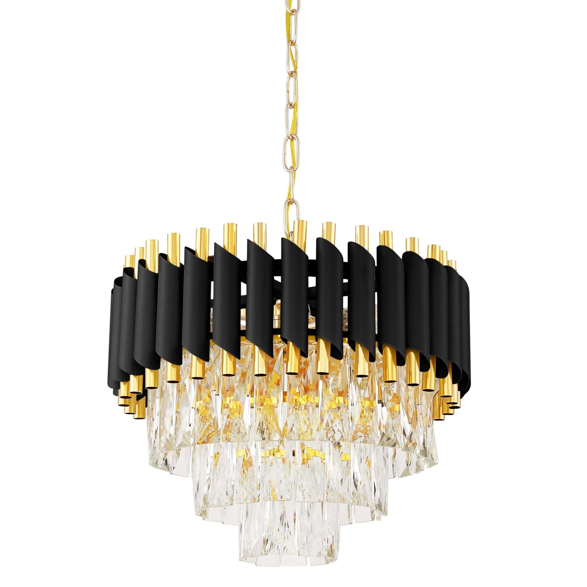 CLASSIC BLACK AND GOLD MAZINI D40 CRYSTAL CHANDELIER - LuminaLux