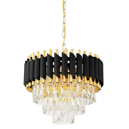 CLASSIC BLACK AND GOLD MAZINI D40 CRYSTAL CHANDELIER - LuminaLux