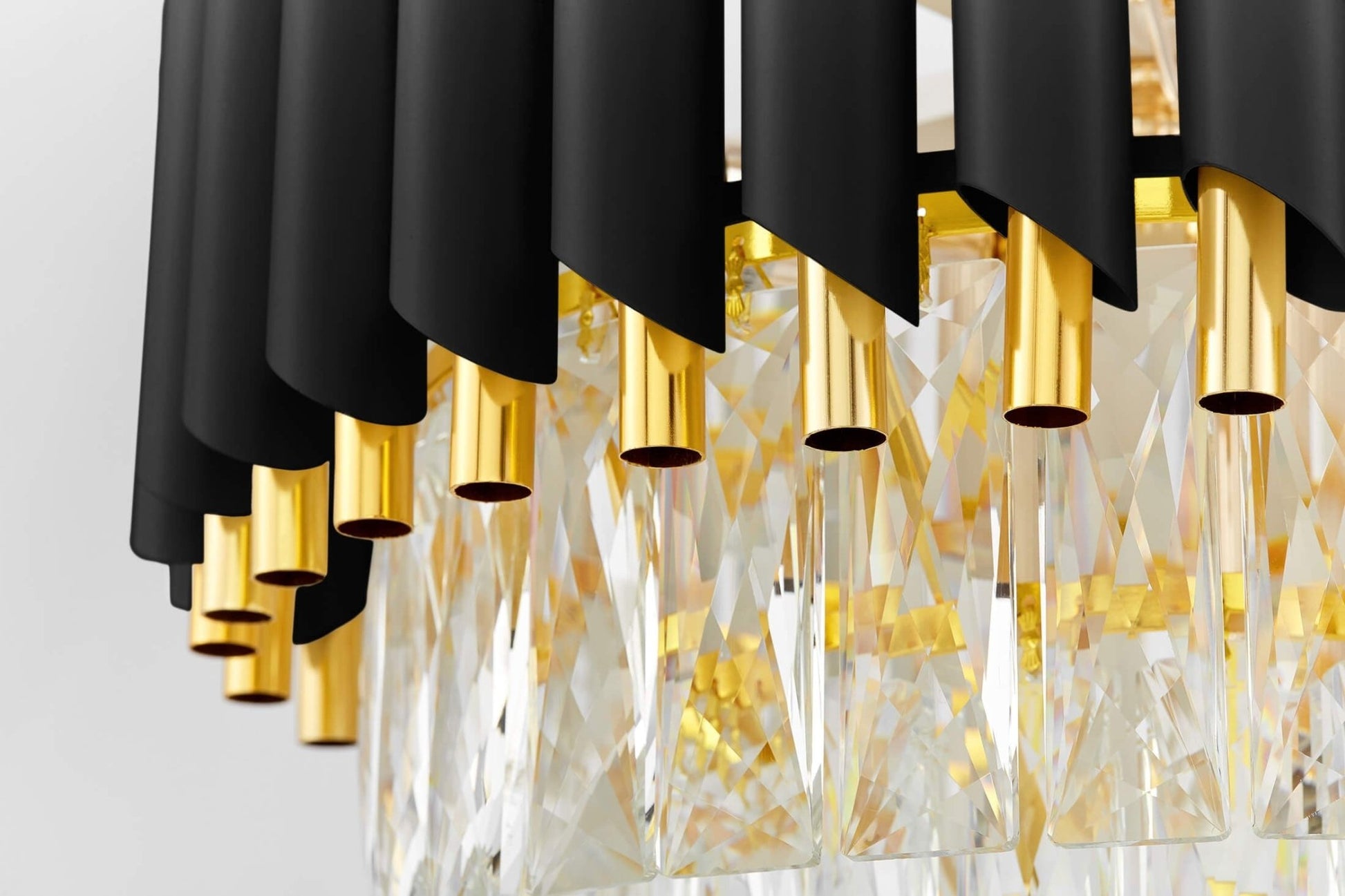 CLASSIC BLACK AND GOLD MAZINI D40 CRYSTAL CHANDELIER - LuminaLux