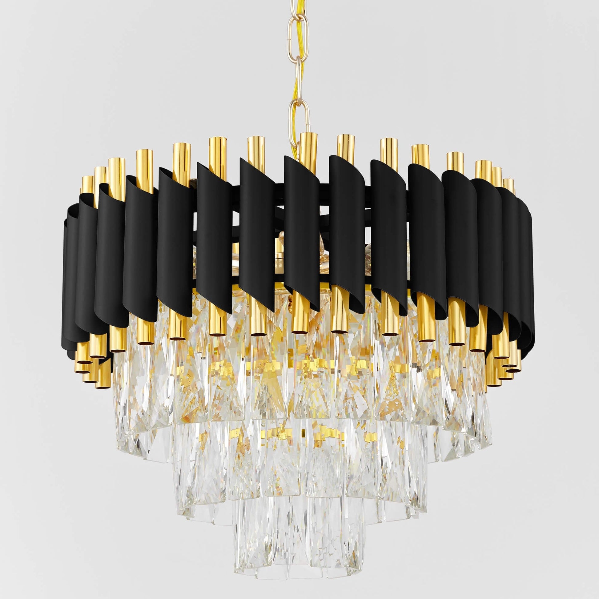 CLASSIC BLACK AND GOLD MAZINI D40 CRYSTAL CHANDELIER - LuminaLux