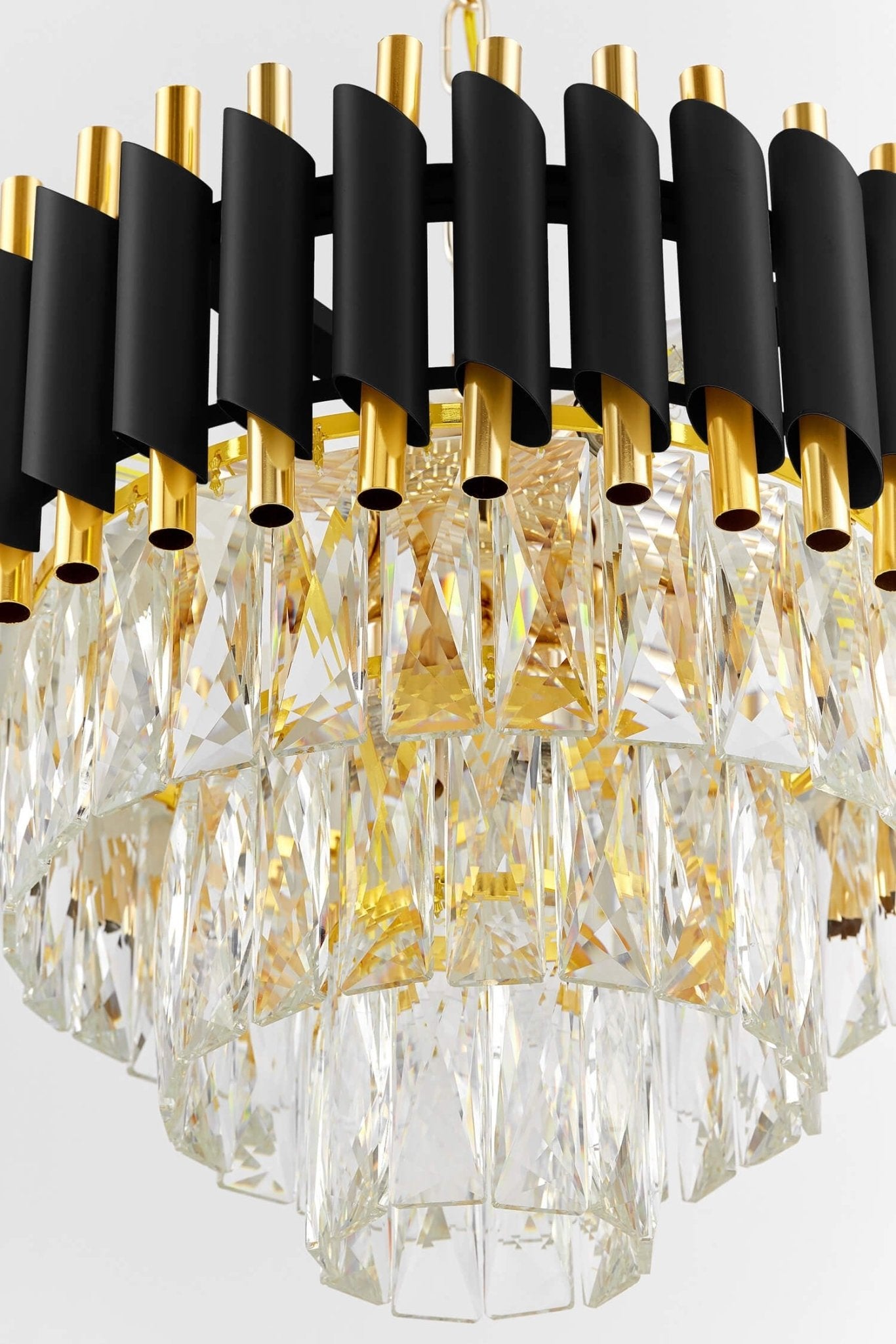CLASSIC BLACK AND GOLD MAZINI D40 CRYSTAL CHANDELIER - LuminaLux