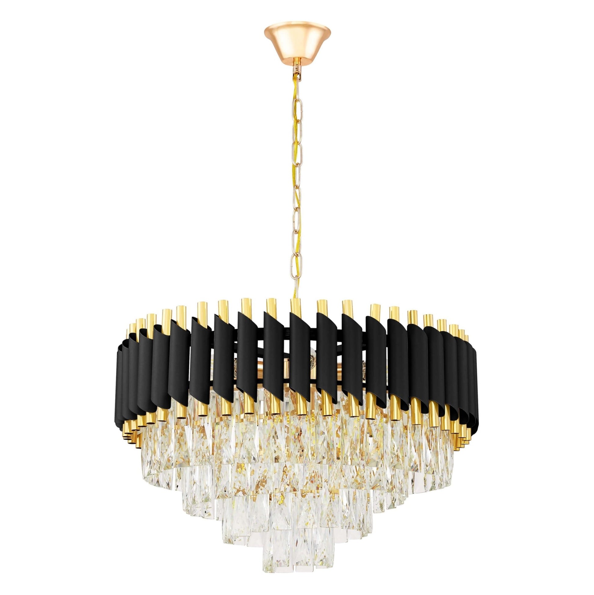 CLASSIC BLACK AND GOLD MAZINI D50 CRYSTAL CHANDELIER - LuminaLux