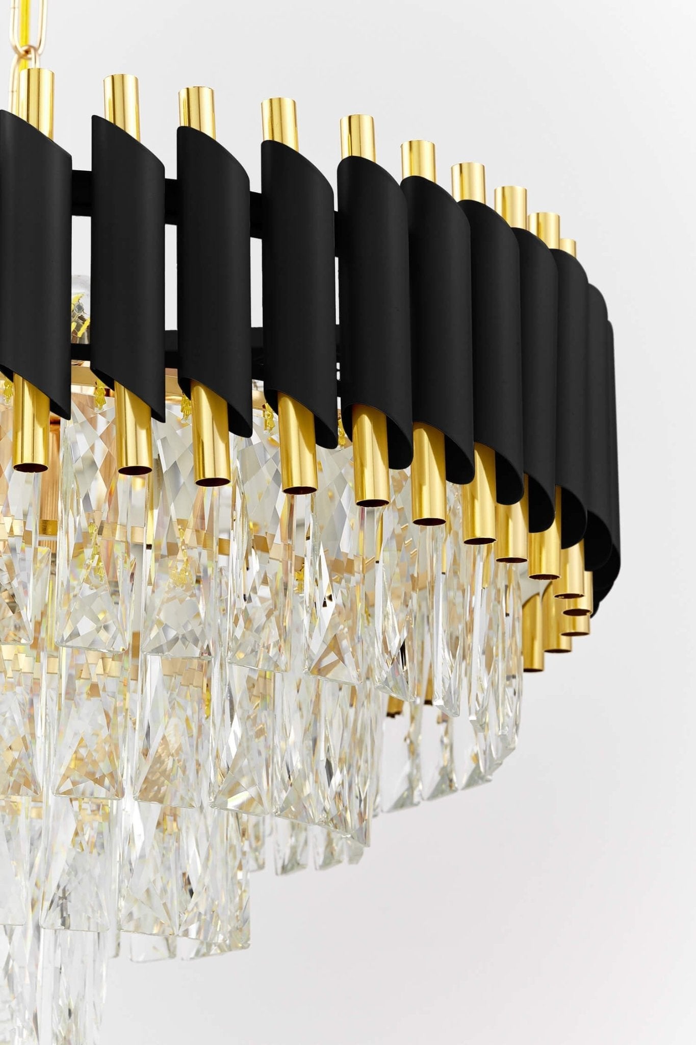 CLASSIC BLACK AND GOLD MAZINI D50 CRYSTAL CHANDELIER - LuminaLux