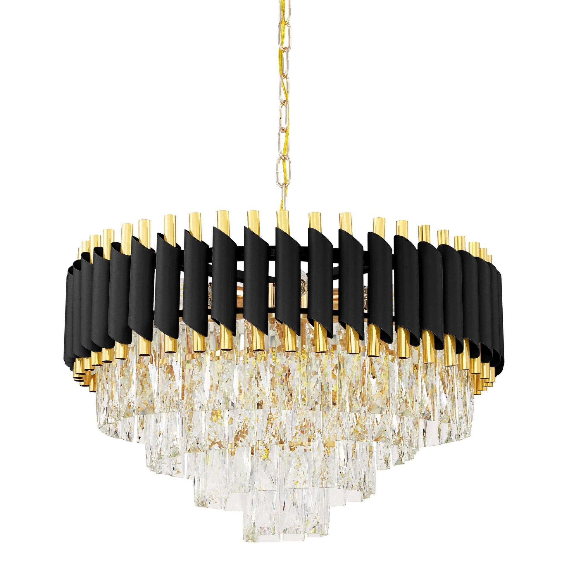 CLASSIC BLACK AND GOLD MAZINI D50 CRYSTAL CHANDELIER - LuminaLux