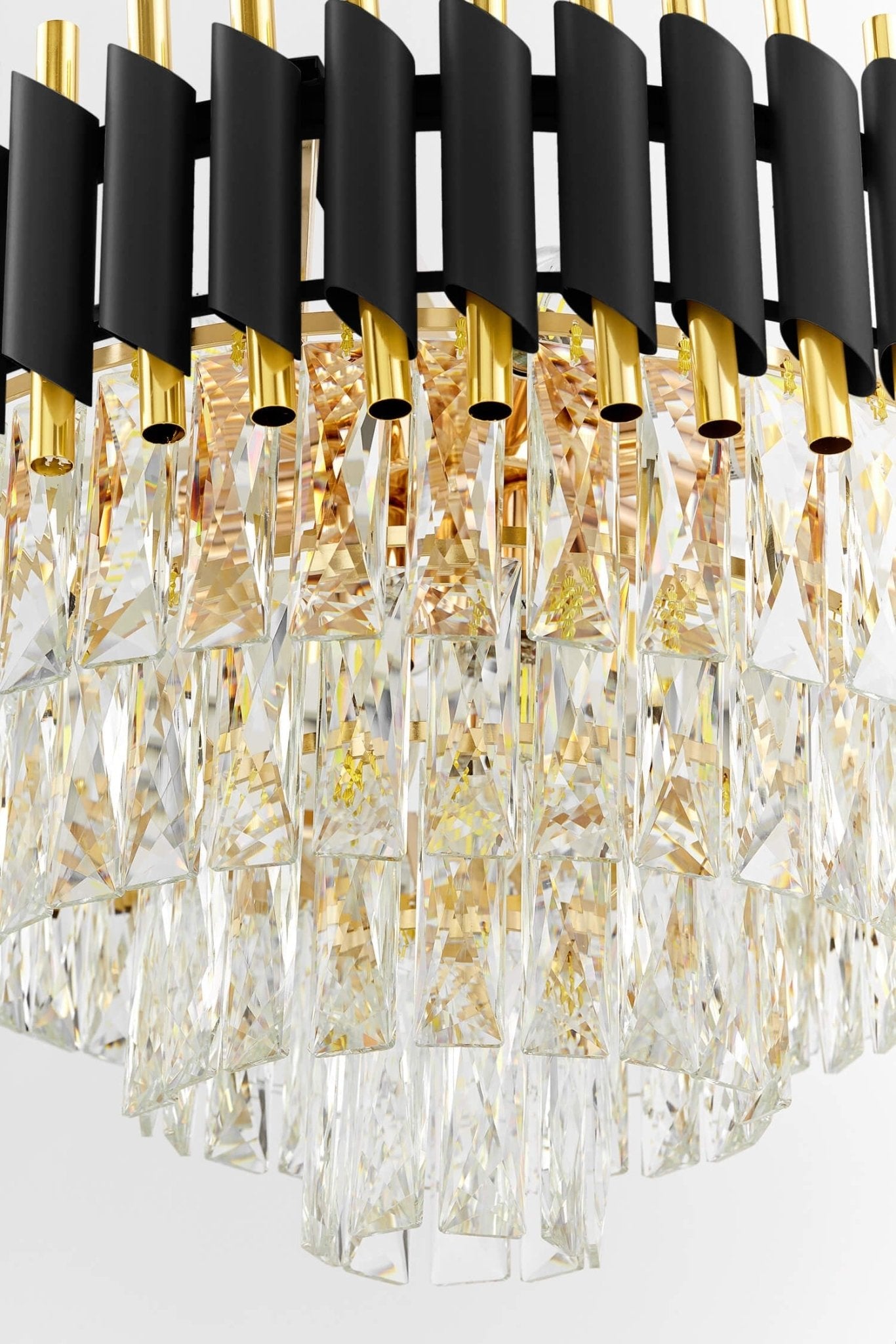 CLASSIC BLACK AND GOLD MAZINI D50 CRYSTAL CHANDELIER - LuminaLux