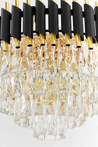 CLASSIC BLACK AND GOLD MAZINI D50 CRYSTAL CHANDELIER - LuminaLux