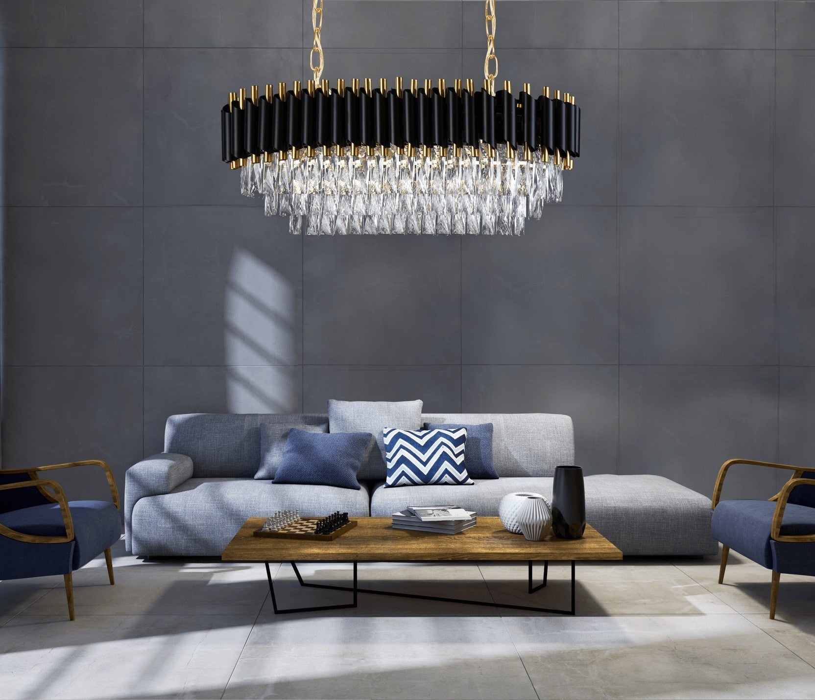 CLASSIC BLACK AND GOLD MAZINI PRO CRYSTAL CHANDELIER - LuminaLux