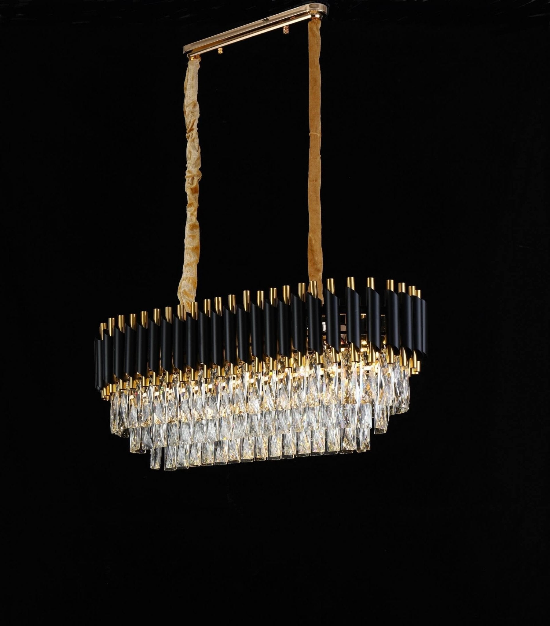 CLASSIC BLACK AND GOLD MAZINI PRO CRYSTAL CHANDELIER - LuminaLux