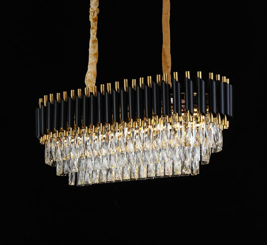 CLASSIC BLACK AND GOLD MAZINI PRO CRYSTAL CHANDELIER - LuminaLux