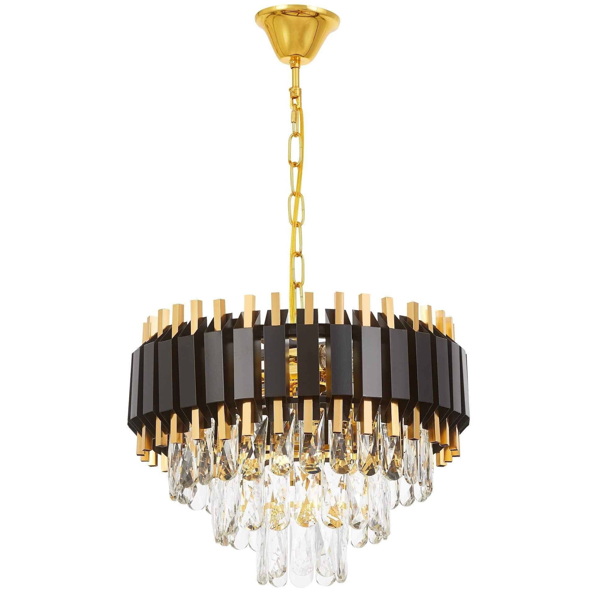 CLASSIC BLACK AND GOLD RIVO D40 CRYSTAL CHANDELIER - LuminaLux