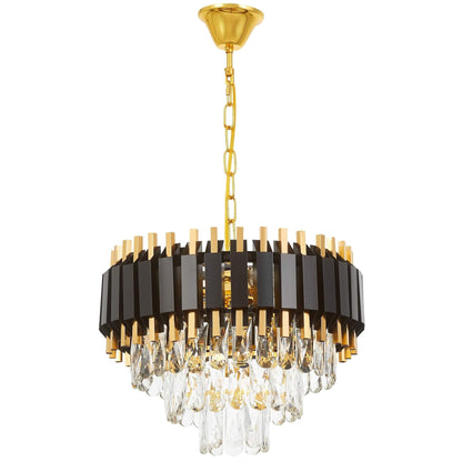 CLASSIC BLACK AND GOLD RIVO D40 CRYSTAL CHANDELIER - LuminaLux