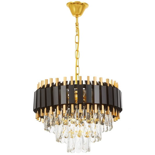CLASSIC BLACK AND GOLD RIVO D40 CRYSTAL CHANDELIER - LuminaLux