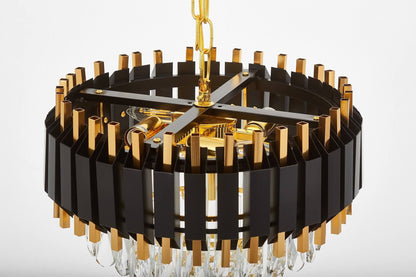 CLASSIC BLACK AND GOLD RIVO D40 CRYSTAL CHANDELIER - LuminaLux