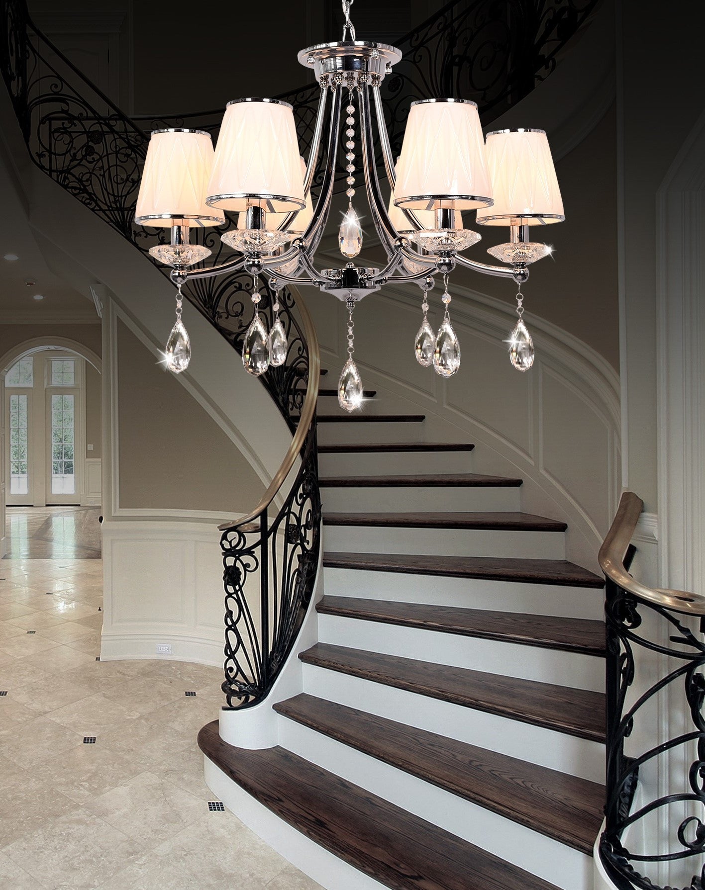 CLASSIC CHROME CRYSTAL CHANDELIER DOMINNI W6 - LuminaLux