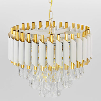 CLASSIC CRYSTAL CHANDELIER WHITE AND GOLD MAZINI D40 - LuminaLux