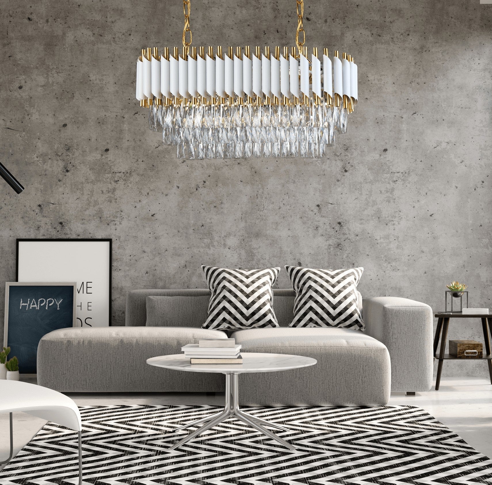 CLASSIC CRYSTAL CHANDELIER WHITE AND GOLD MAZINI PRO - LuminaLux