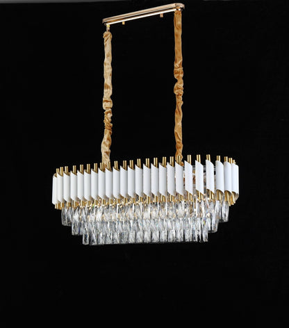 CLASSIC CRYSTAL CHANDELIER WHITE AND GOLD MAZINI PRO - LuminaLux
