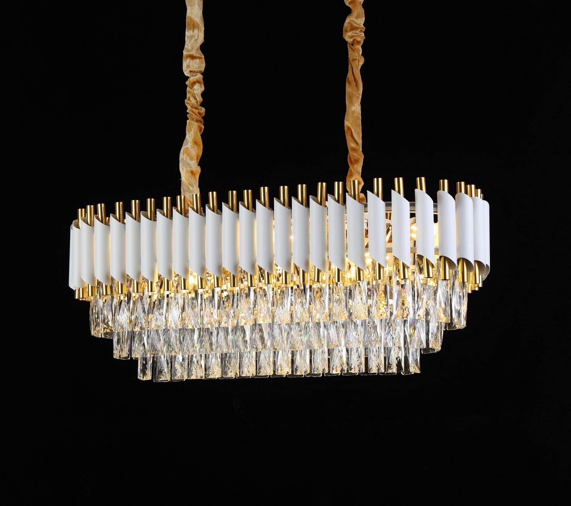 CLASSIC CRYSTAL CHANDELIER WHITE AND GOLD MAZINI PRO - LuminaLux