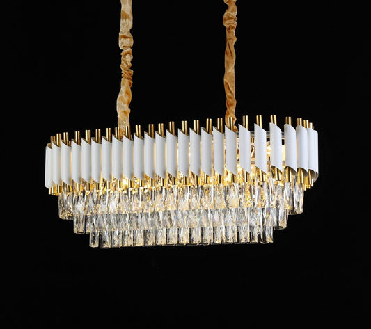 CLASSIC CRYSTAL CHANDELIER WHITE AND GOLD MAZINI PRO - LuminaLux