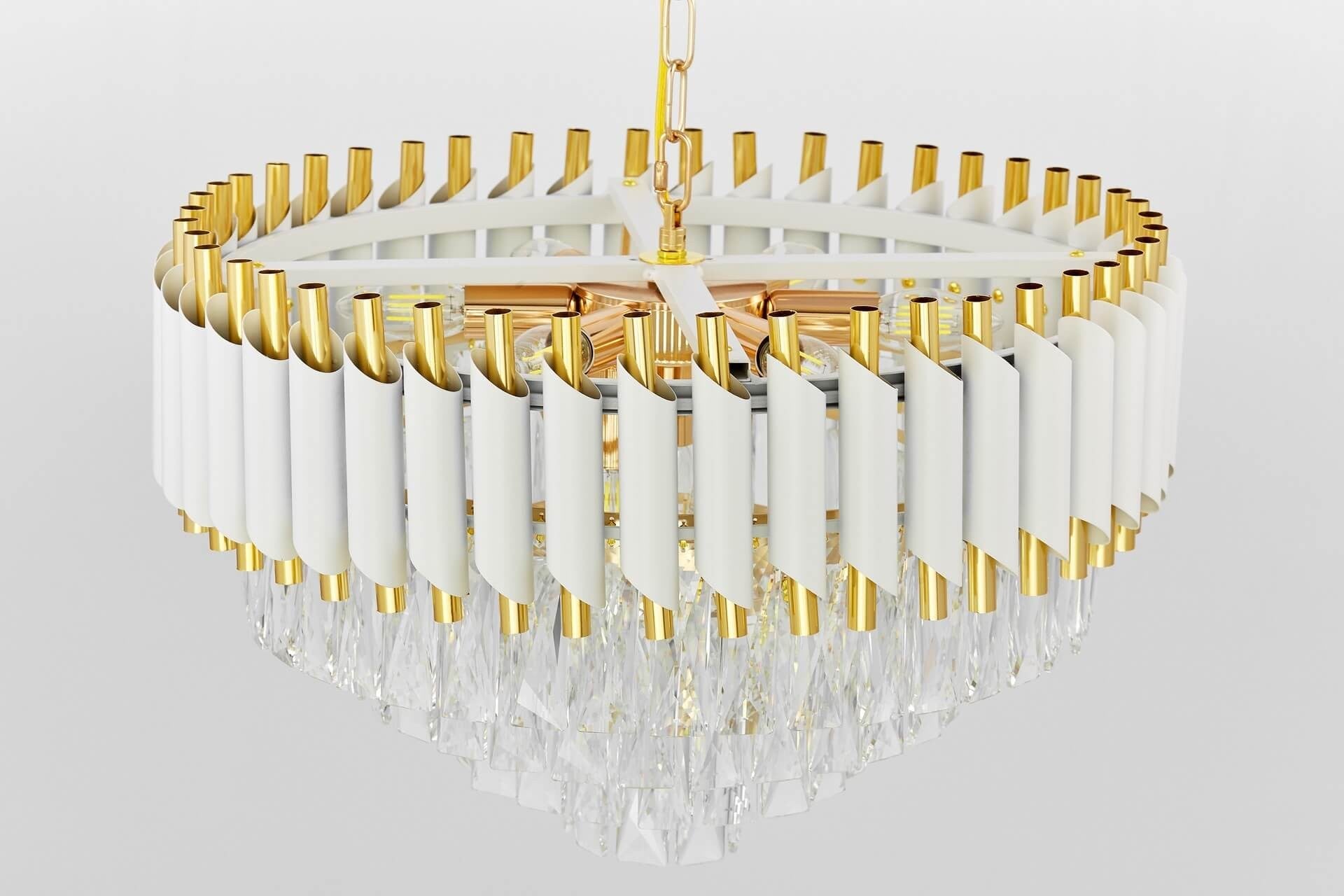 CLASSIC MAZINI D50 WHITE - GOLD CRYSTAL CHANDELIER - LuminaLux