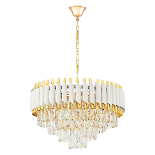 CLASSIC MAZINI D50 WHITE - GOLD CRYSTAL CHANDELIER - LuminaLux