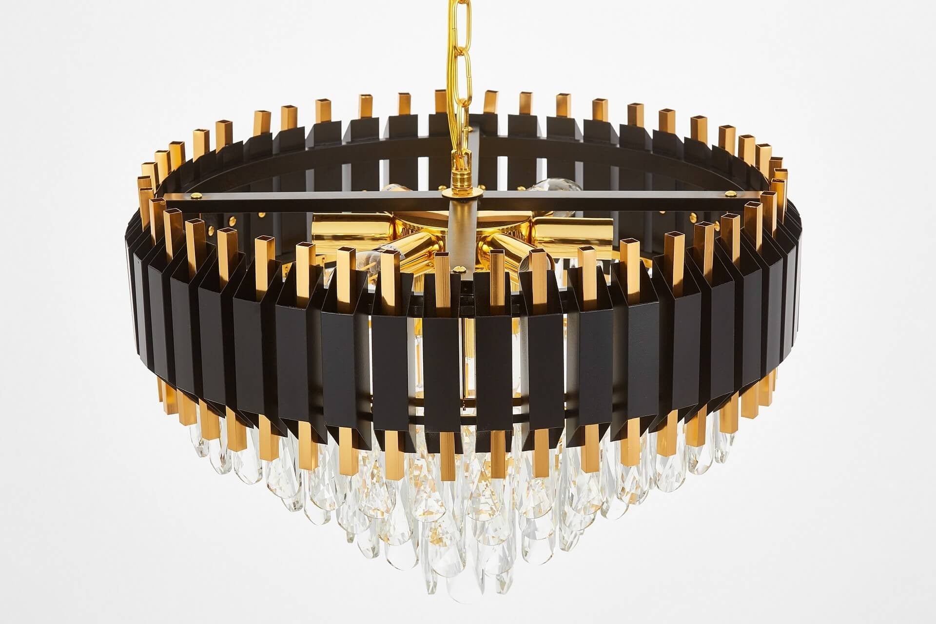 CLASSIC RIVO D50 BLACK AND GOLD CRYSTAL CHANDELIER - LuminaLux