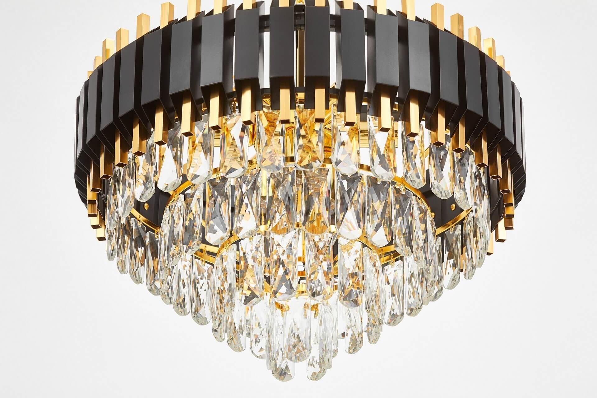 CLASSIC RIVO D50 BLACK AND GOLD CRYSTAL CHANDELIER - LuminaLux