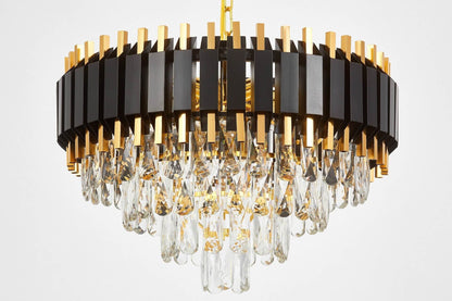 CLASSIC RIVO D50 BLACK AND GOLD CRYSTAL CHANDELIER - LuminaLux