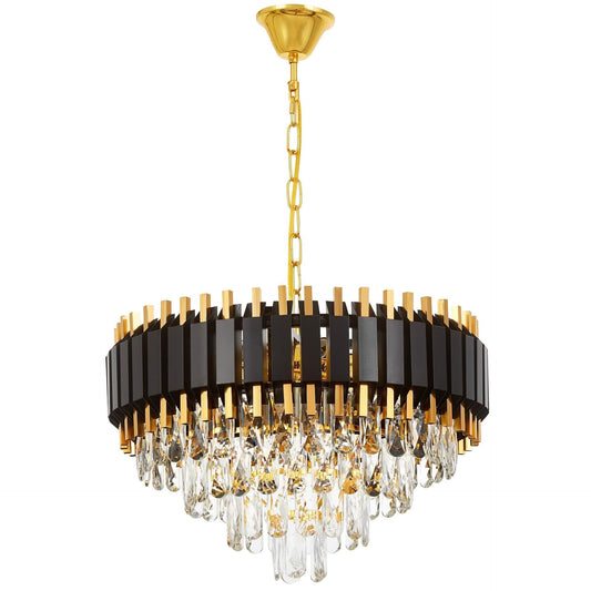 CLASSIC RIVO D50 BLACK AND GOLD CRYSTAL CHANDELIER - LuminaLux